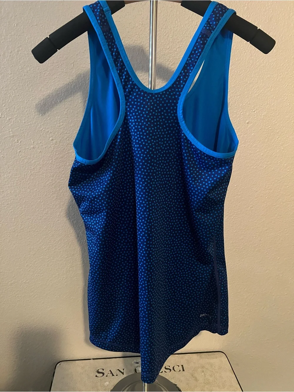 Nike Pro Tank Top Womens Medium Blue Polka Dot Excellent Racerback Dri-FIT